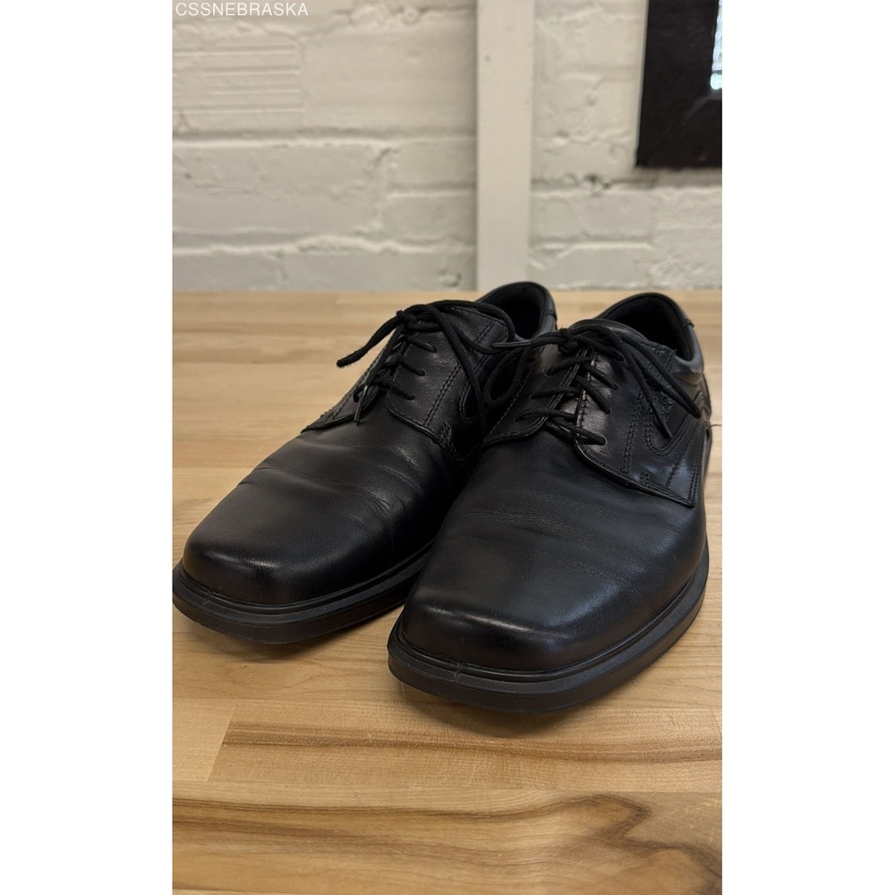 ECCO Men's Black Leather Square Toe Derby Dress Shoes Size EU 45 US 11-11.5